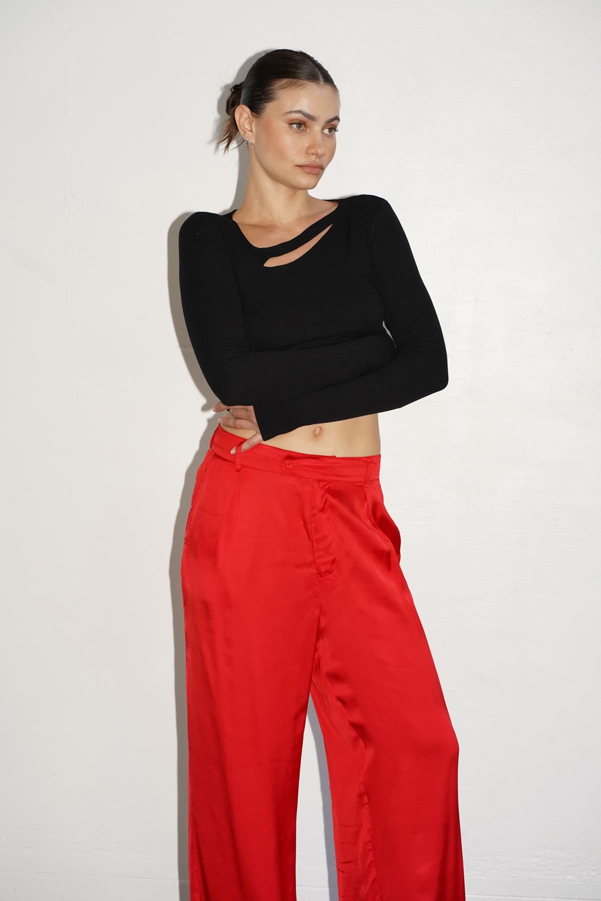 Silky Wide Leg Pant - Red