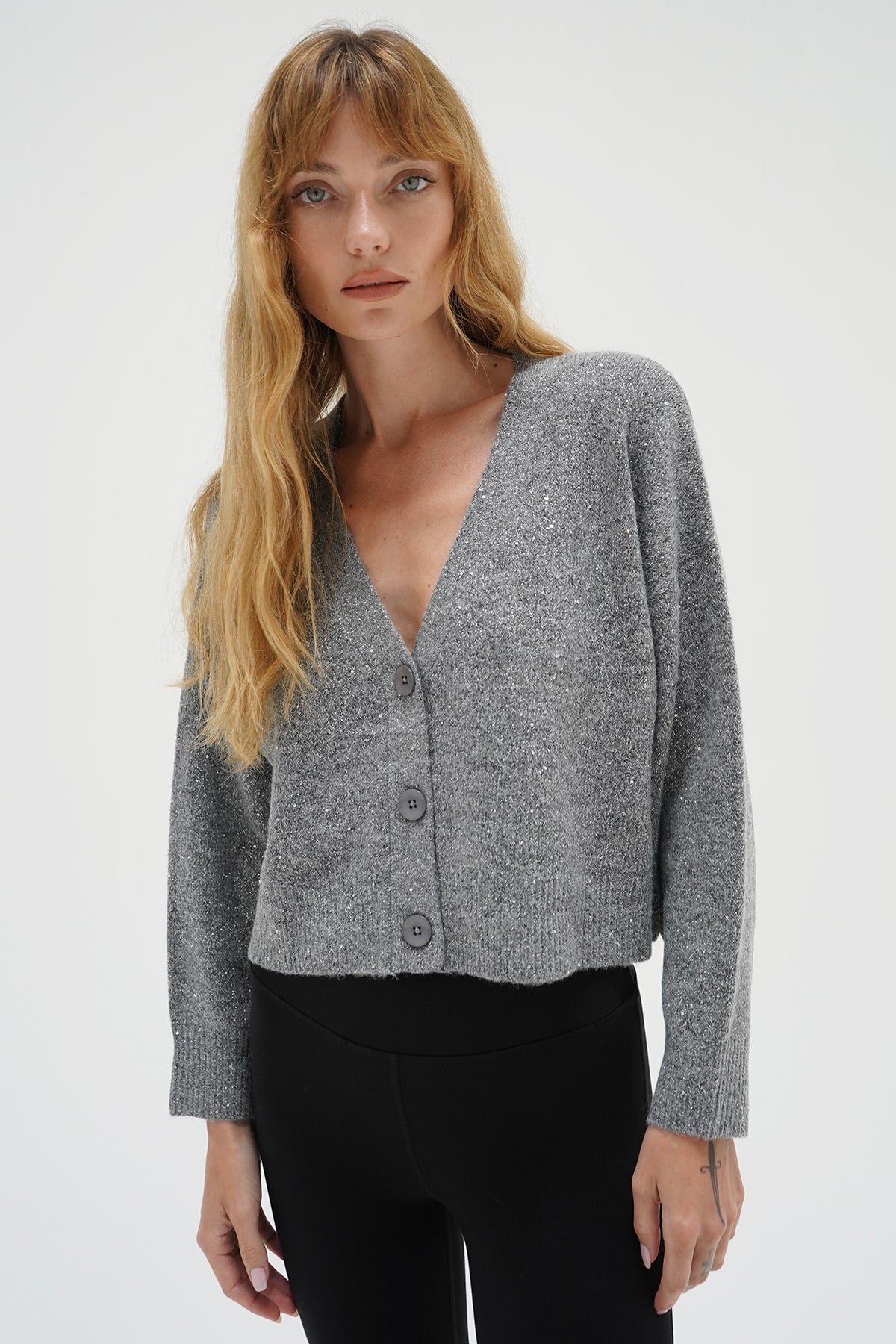 Kiya sparkle cardigan in grey