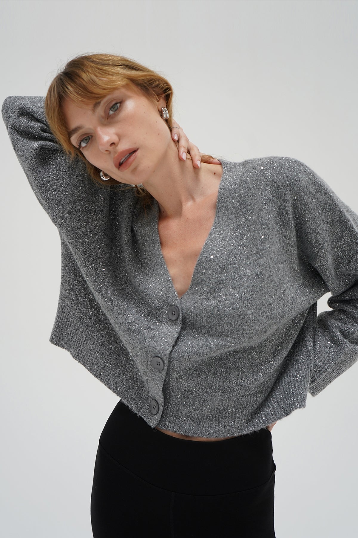 Kiya sparkle cardigan in grey