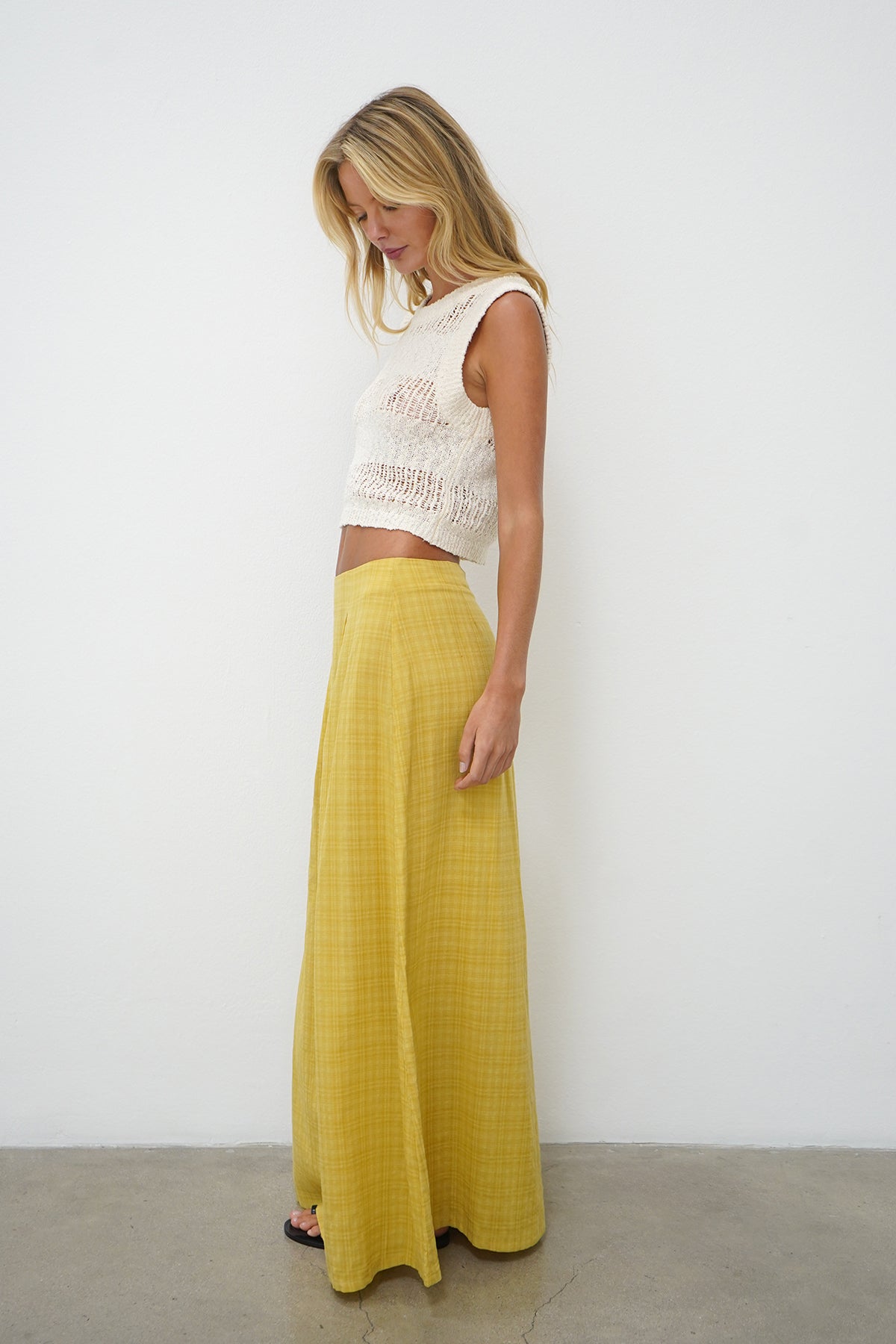 LNA Angelina Open Knit Sweater tank in natural
