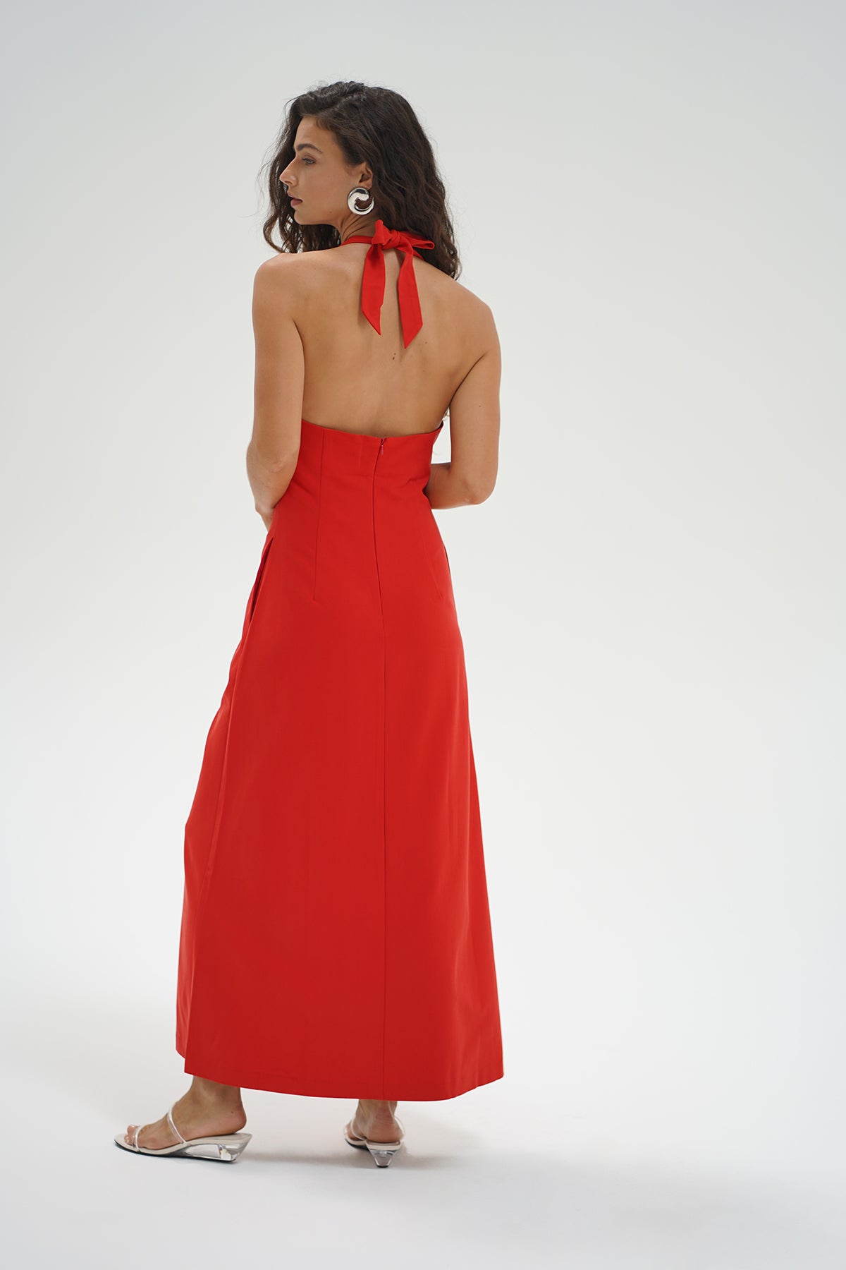 LNA Clothing | Abria Halter Dress In Red Chambray Red Chambray / XS LNA Clothing | Abria Halter Dress In Red Chambray Red Chambray / XS