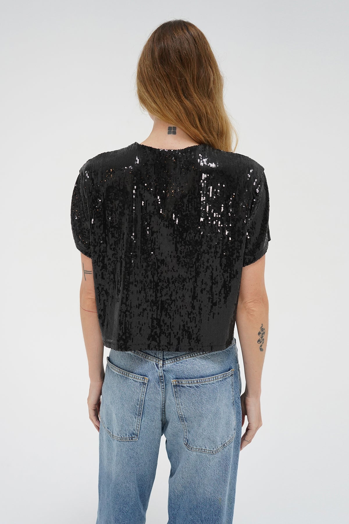 LNA sequin t shirt in black