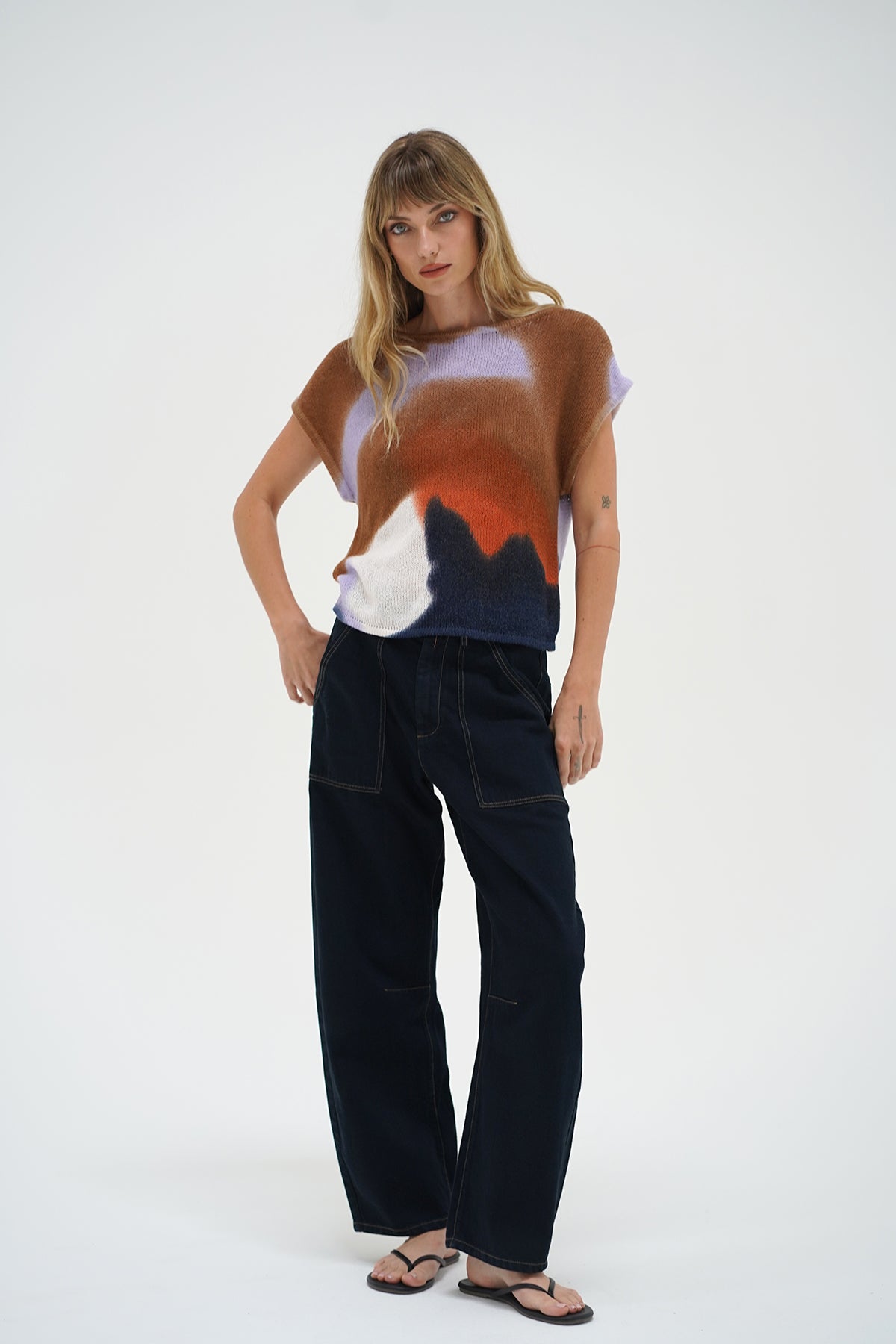 LNA Bowie Sleeveless Sweater in horseshoe bend