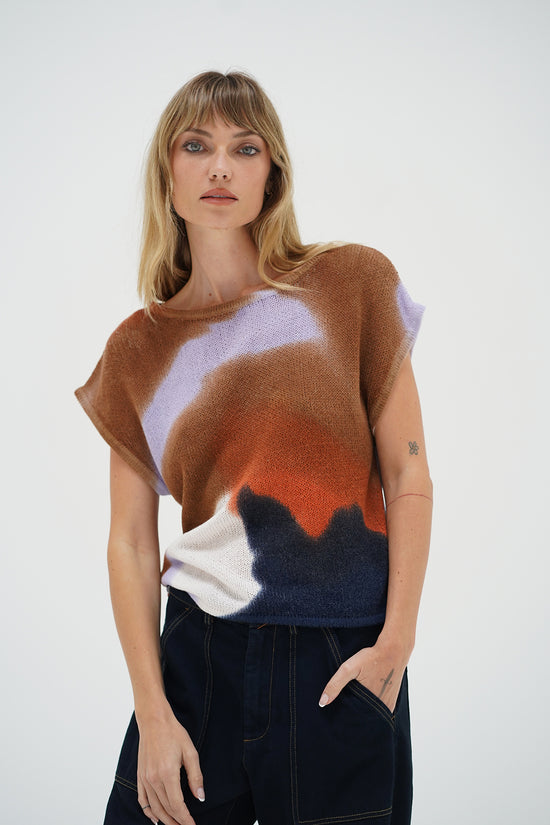 LNA Bowie Sleeveless Sweater in horseshoe bend