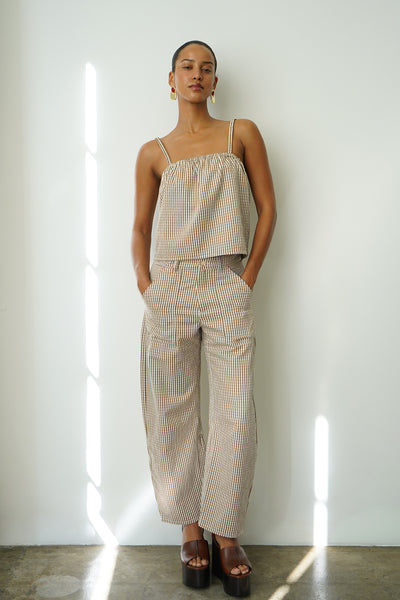 LNA Clothing | Cross Creek Check Pant In Brown Check