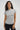 LNA Dani Mock Neck Short Sleeve top in heather grey
