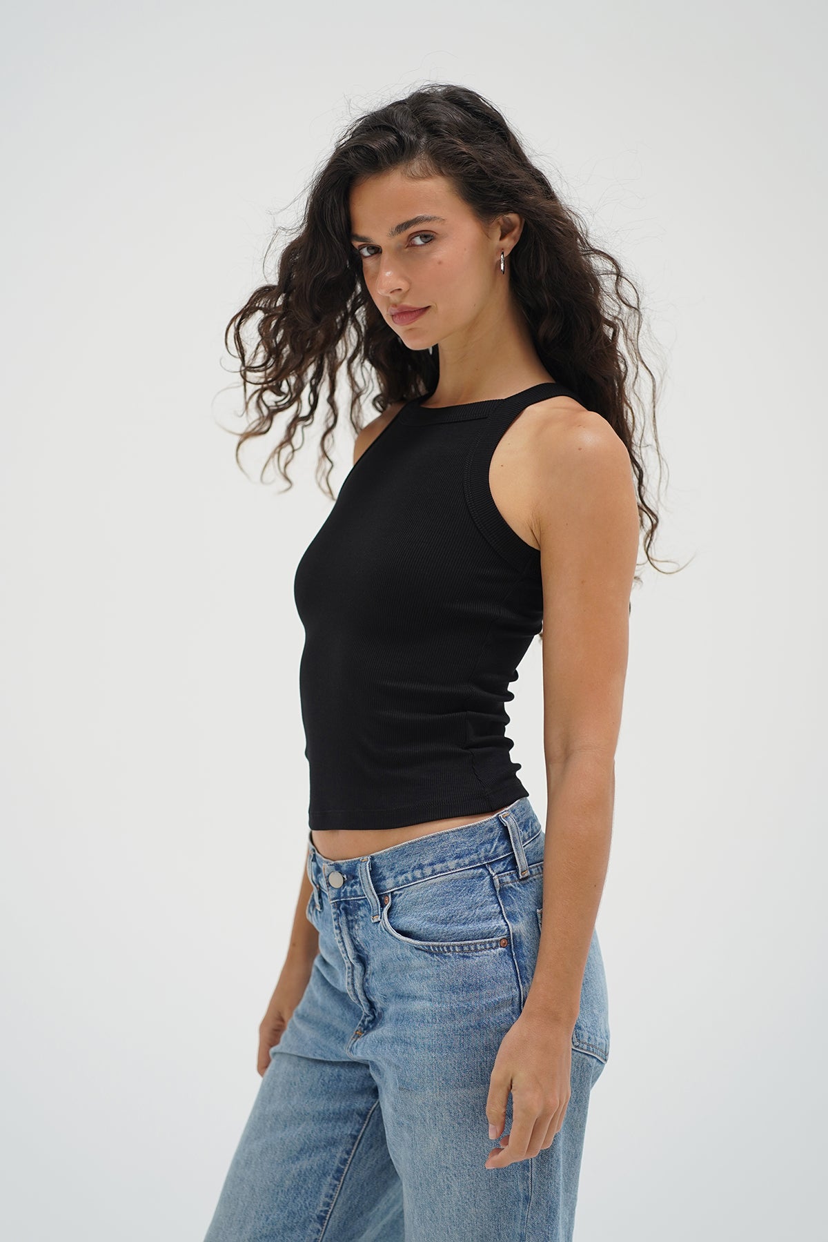 Dylan Ribbed Tank - Black