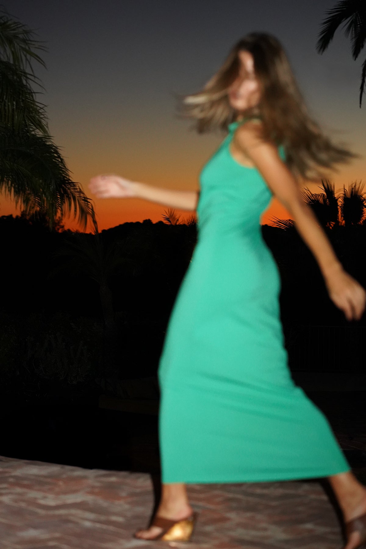kelly green linen dress LNA Clothing