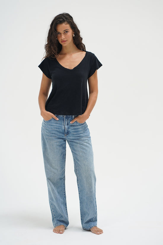 Kaden Cotton V Neck - Black