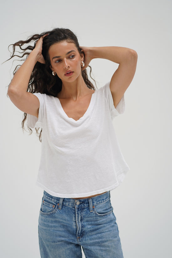 Kaden Cotton V Neck - White