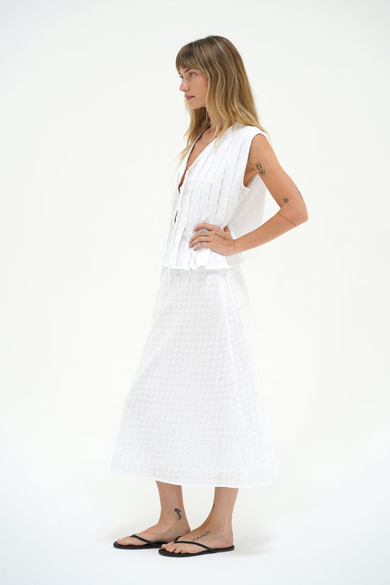 LNA Kala Eyelet Tie Top in white