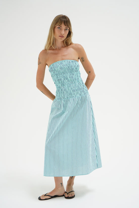 LNA Kapaia stripe dress in teal