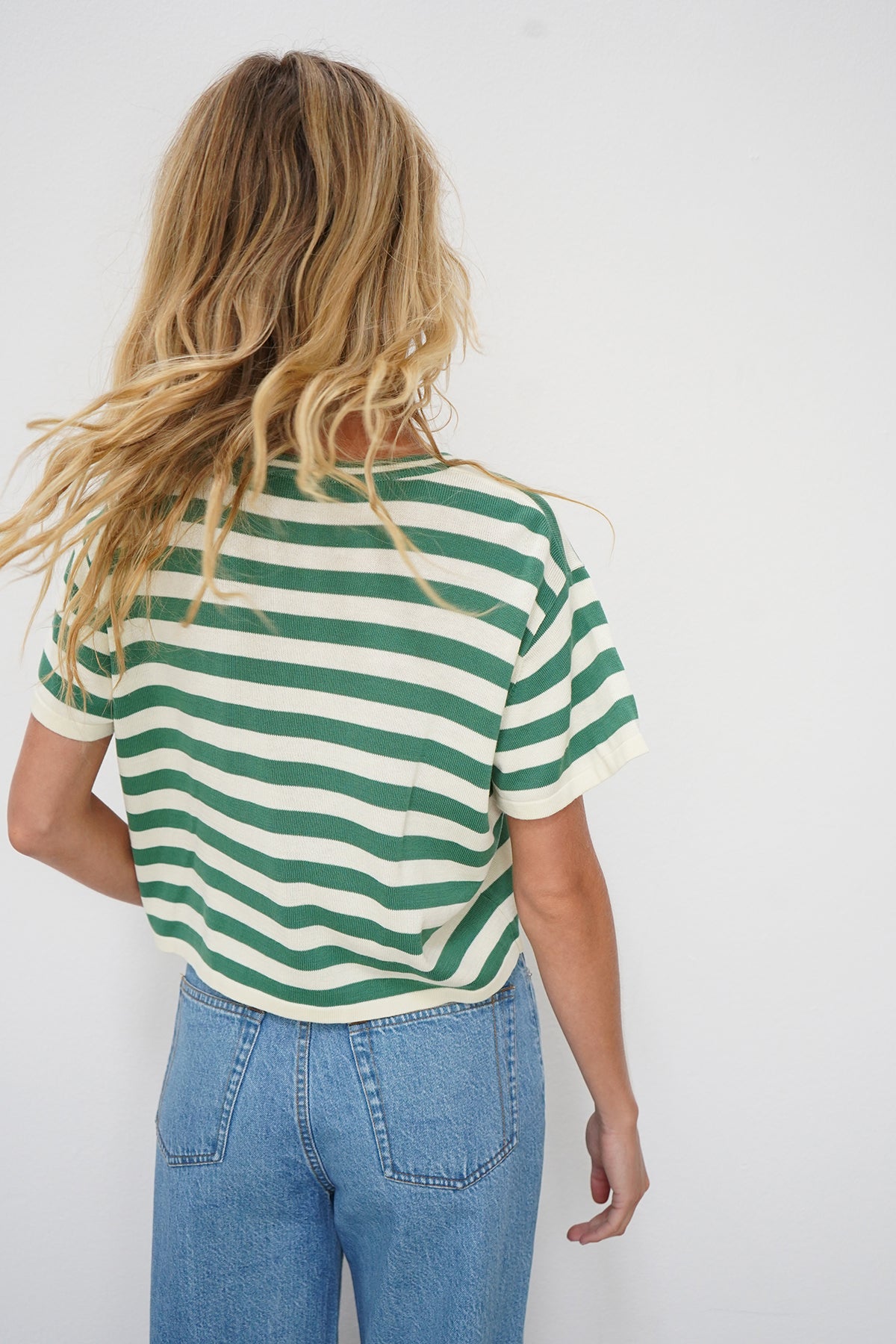 LNA Kori green stripe tee