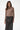 LNA Kylee Snap Collar Long Sleeve Top In Chocolate Stripe
