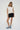 LNA Natia Tee in jet stream with knot detail on one shoulder