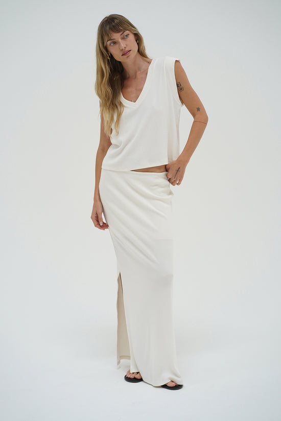 LNA Oro ribbed sleeveless top in whisper white
