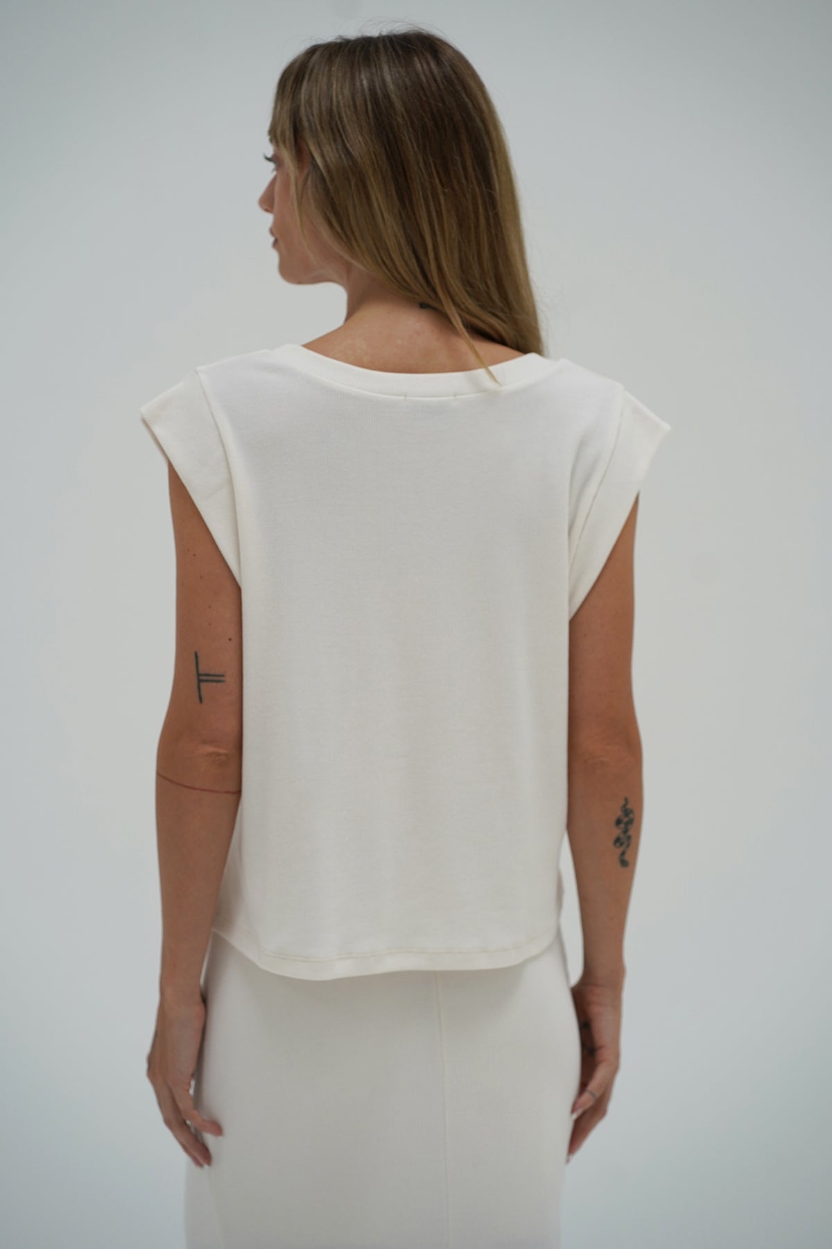 LNA Oro ribbed sleeveless top in whisper white