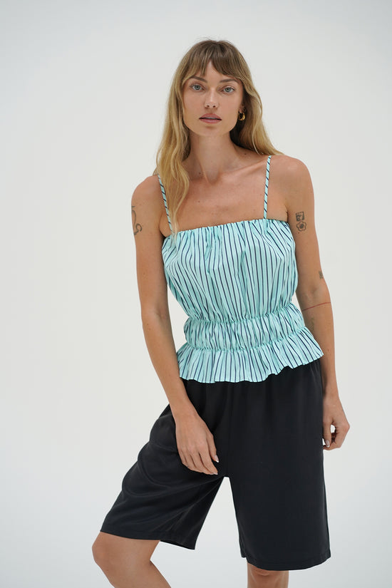 Pali Top - Teal Navy Stripe