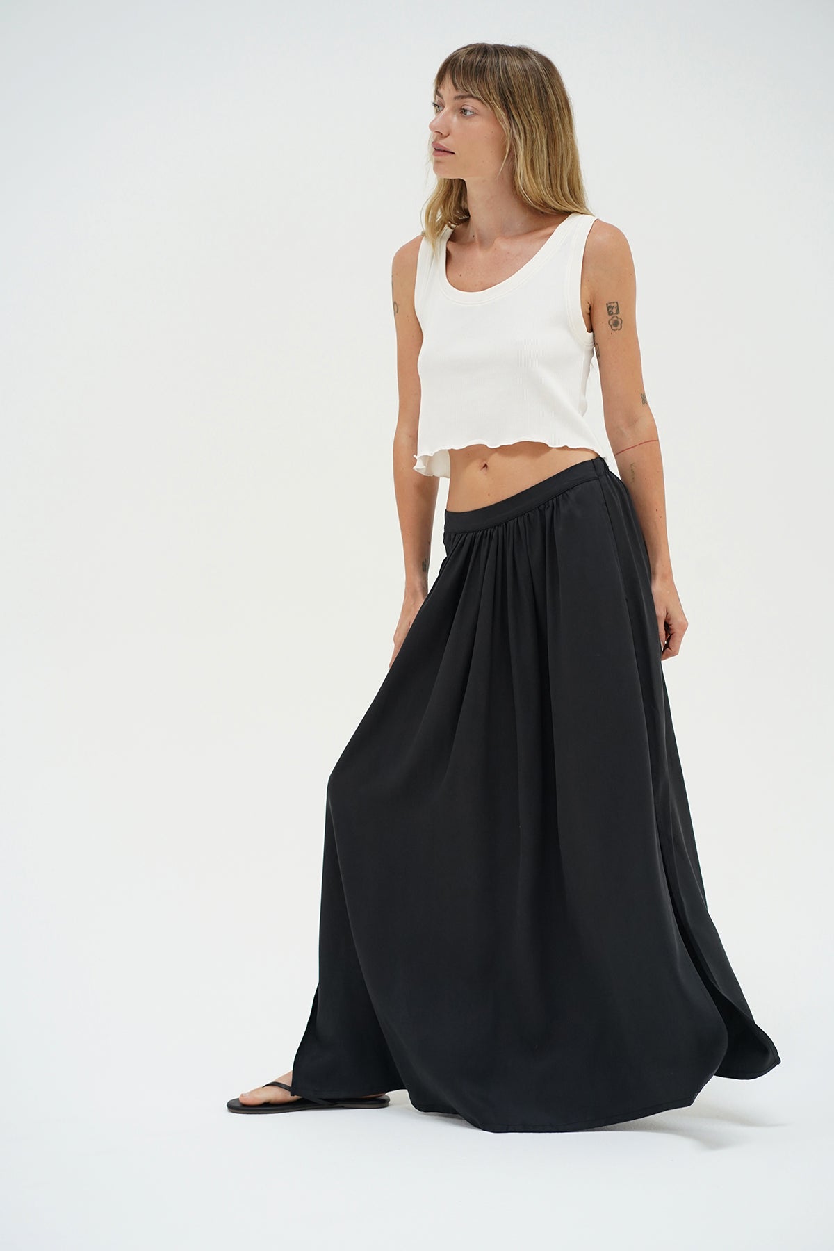 LNA Ravi Ribbed Crop Tank in whisper white