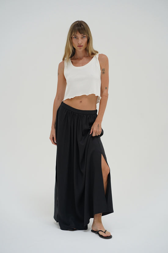 LNA Ravi Ribbed Crop Tank in whisper white