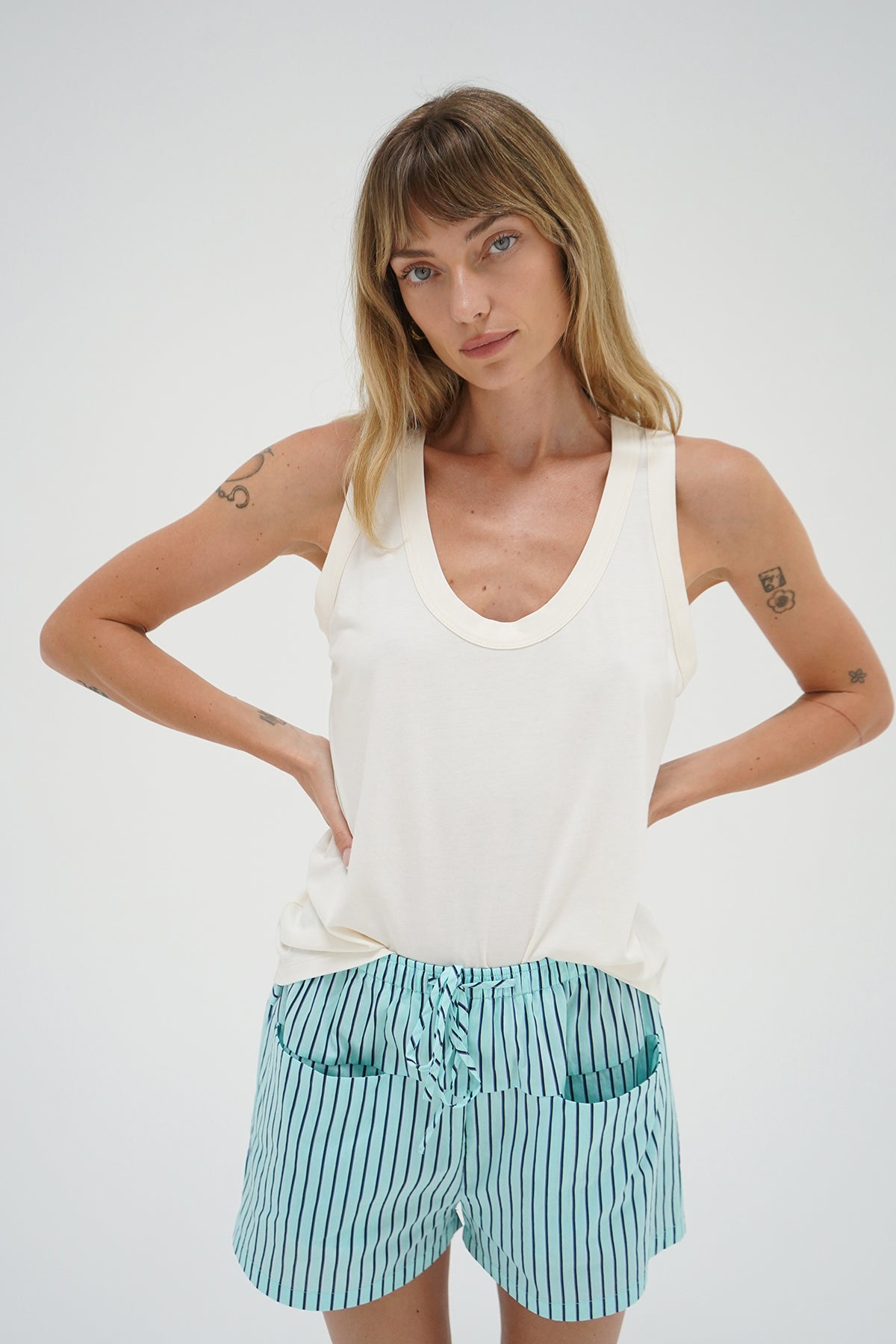 Hanalei Short - Teal Navy Stripe