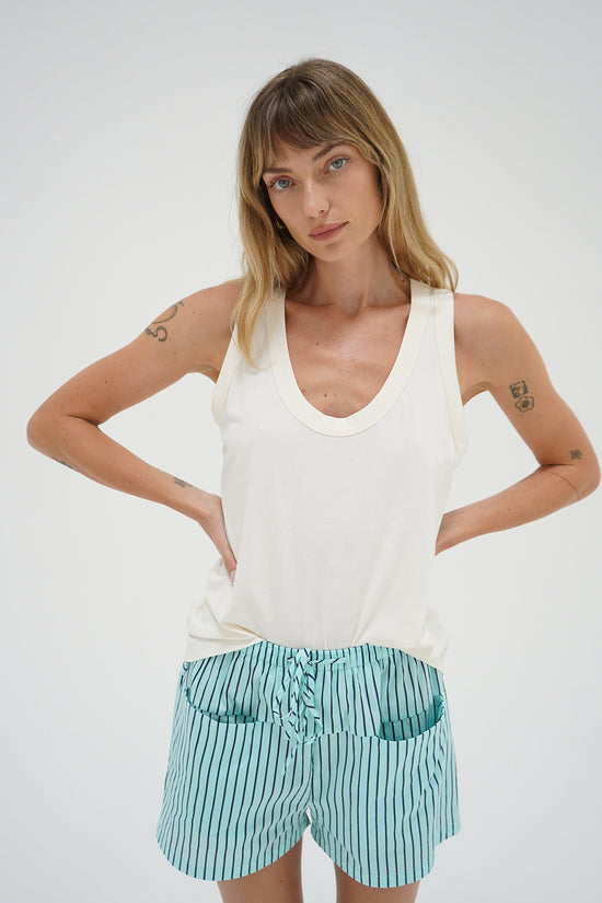 Hanalei Short - Teal Navy Stripe