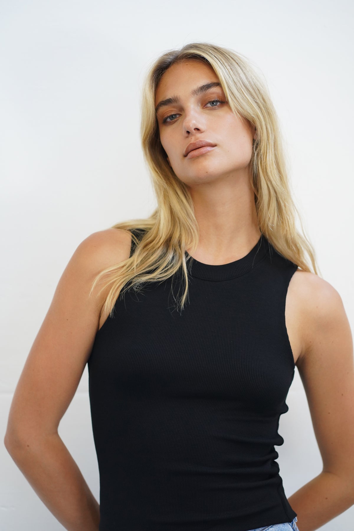 LNA Ribbed Double Layer Sleeveless in Black