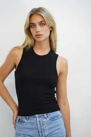LNA Ribbed Double Layer Sleeveless in Black
