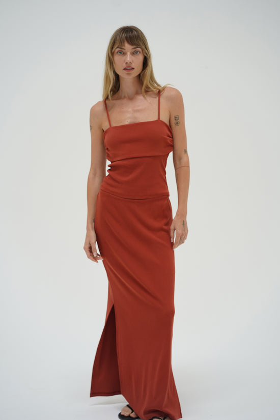 LNA Steph Ribbed Skirt in boss nova