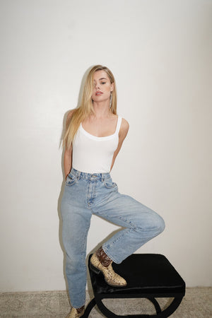 Plaza V Neck Tank - White