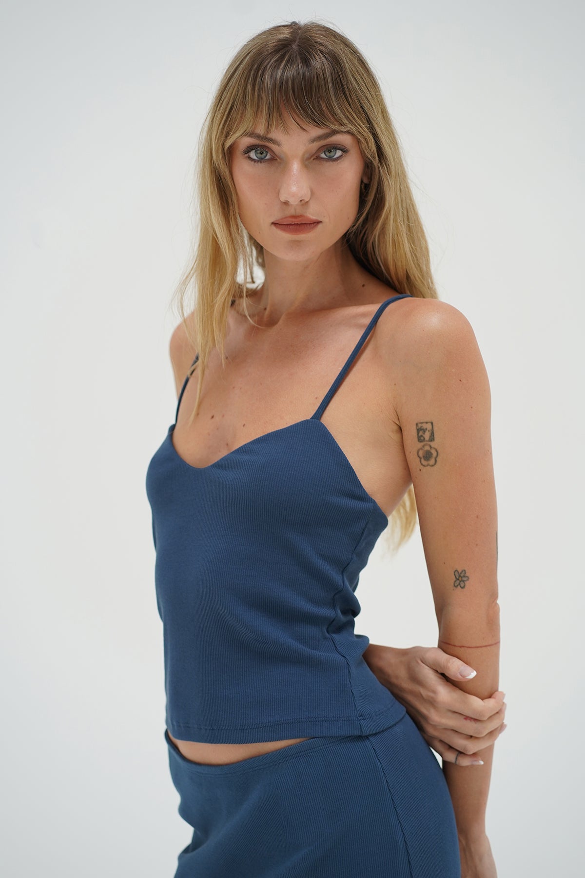 LNA Venus ribbed tank in blue