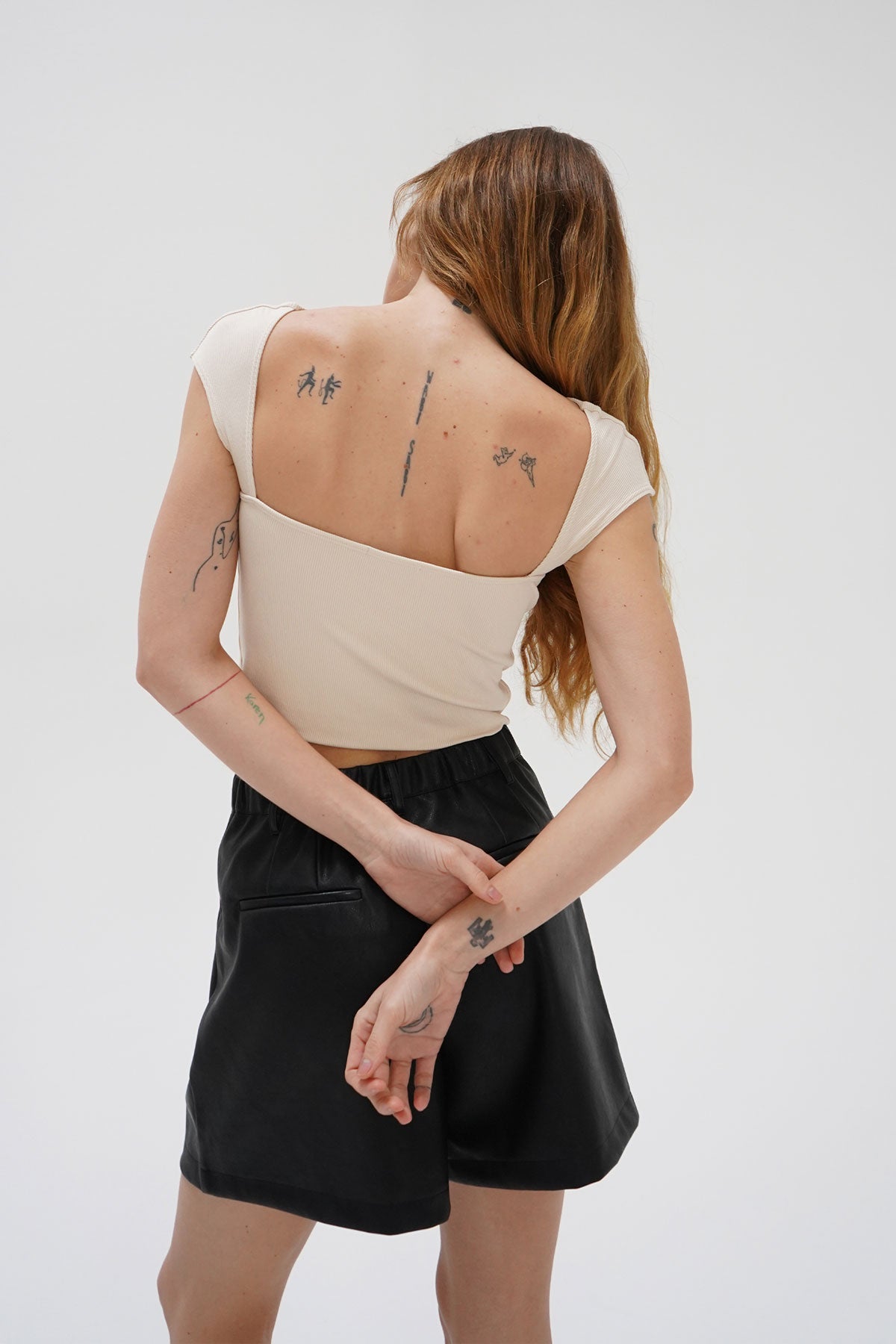 LNA Perle Ribbed Top in Bone