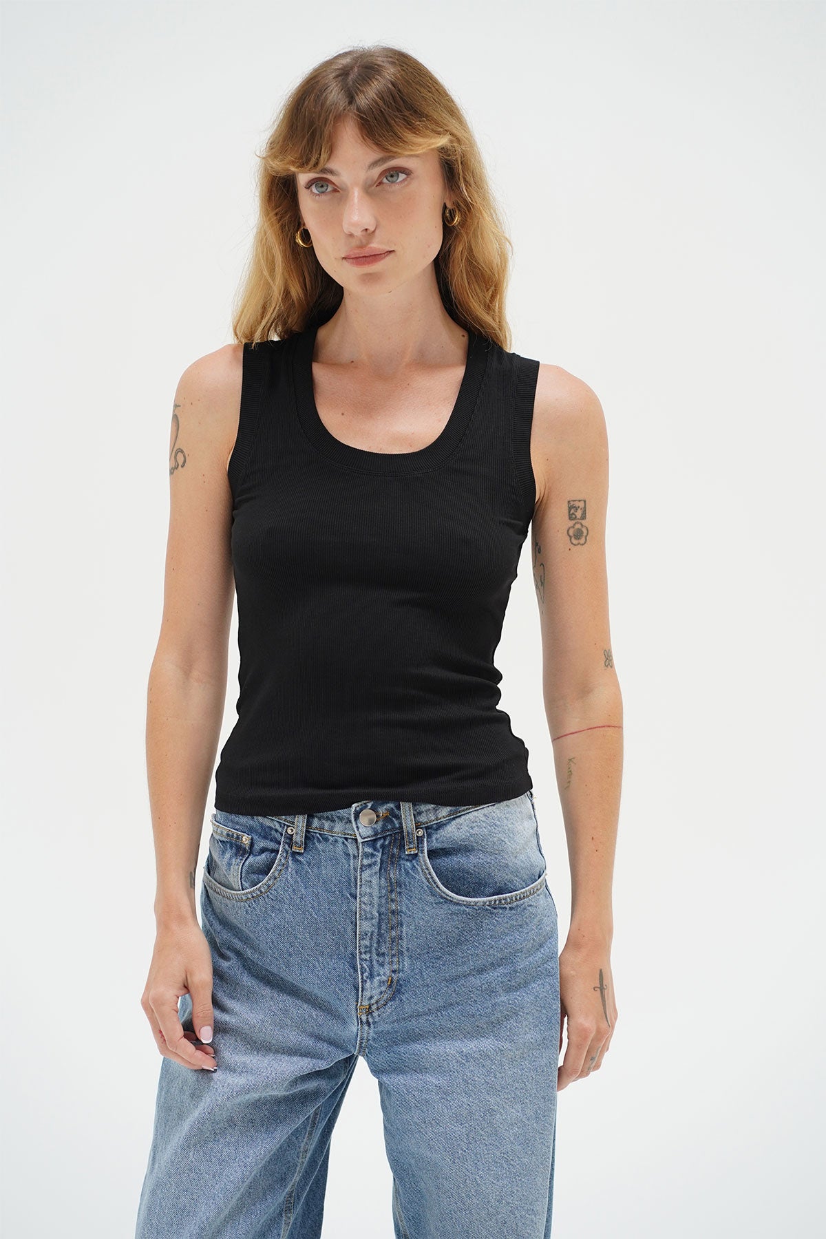 LNA Deep U Ribbed Tank in Black