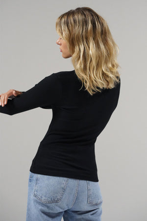 LNA Dalston Ribbed Long Sleeve in Black