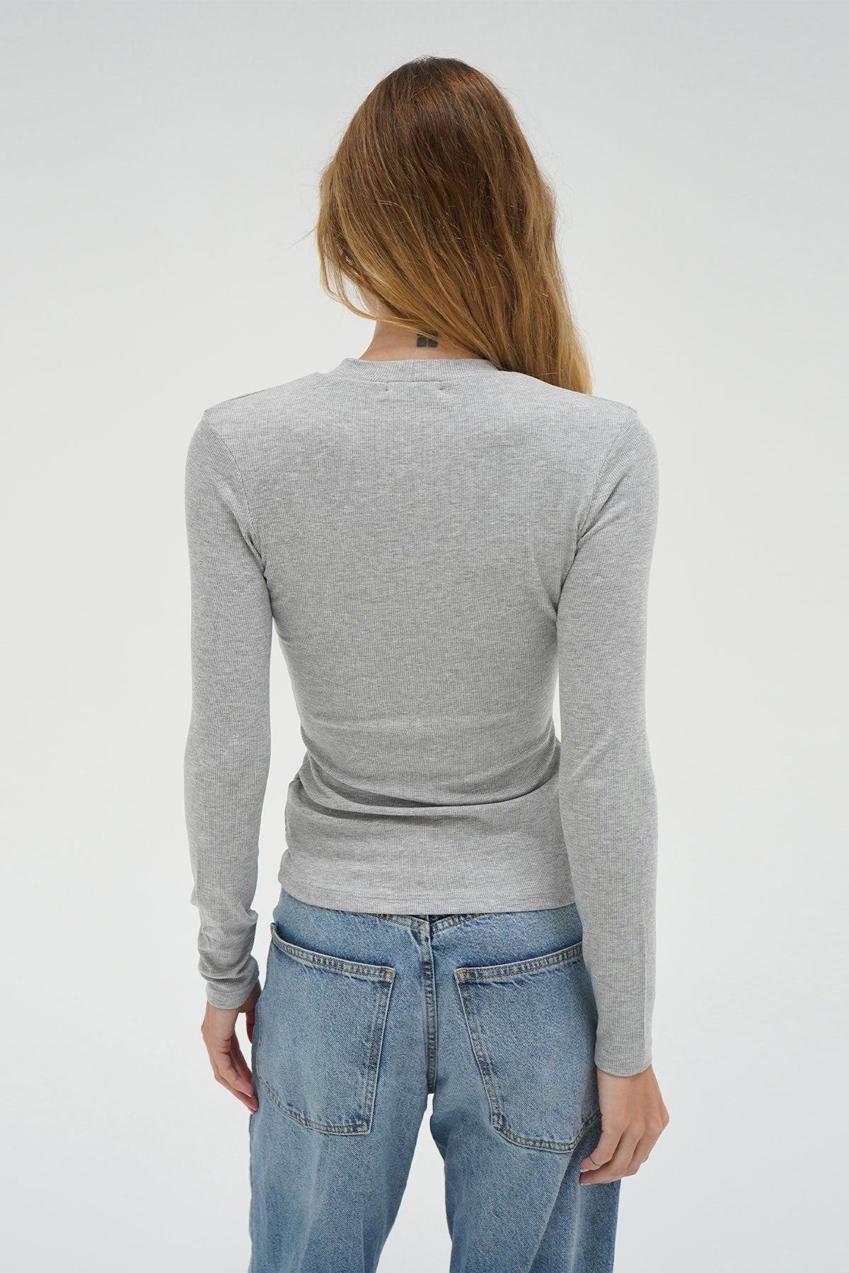 LNA Dalston Ribbet Langærmet i Heather Grey