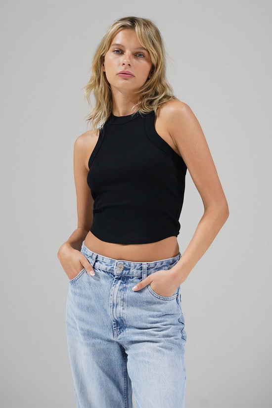 LNA Detra Cropped Tank i sort