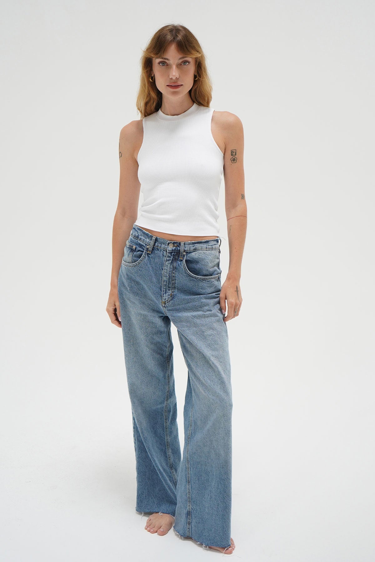 LNA Ribbed Double Layer Sleeveless in White