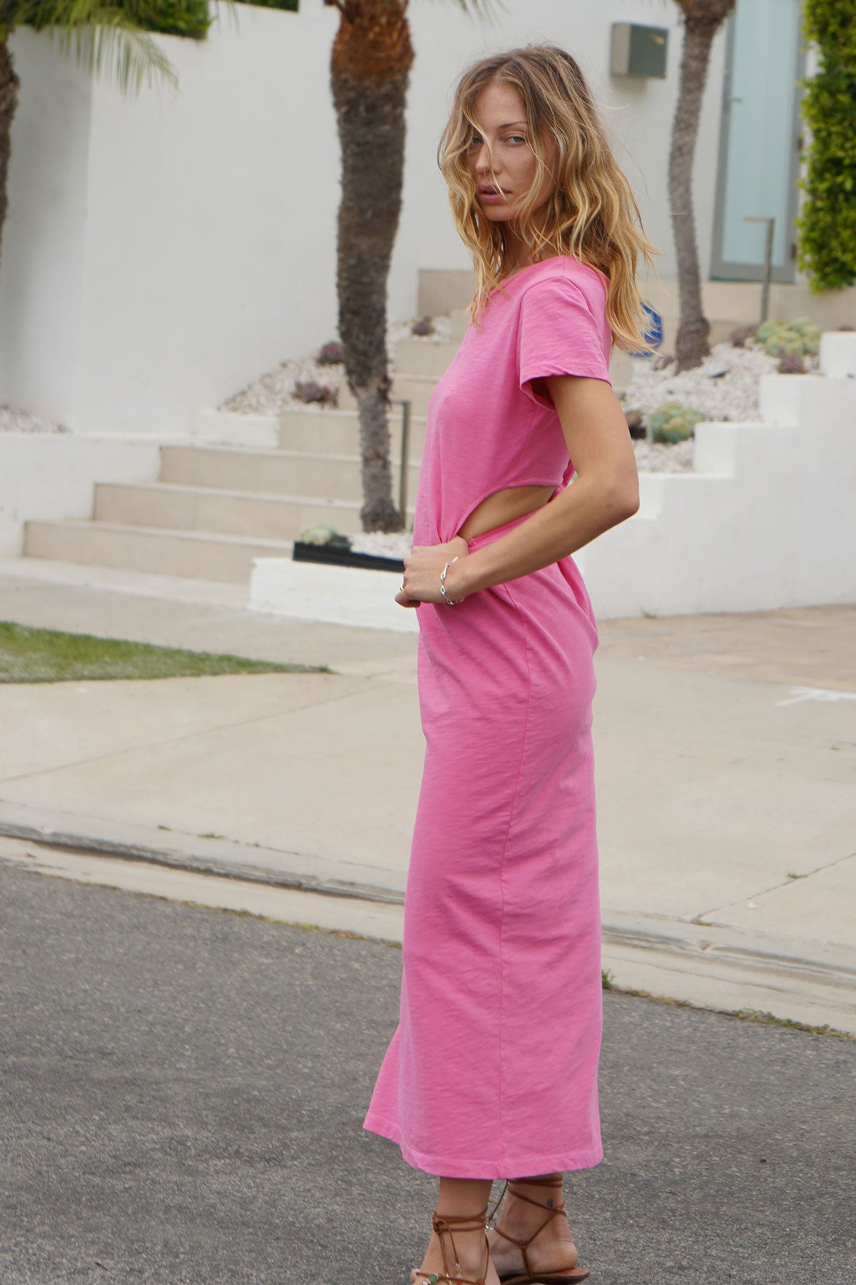 LNA Mayer Reversible Maxi Dress in Candy Pink