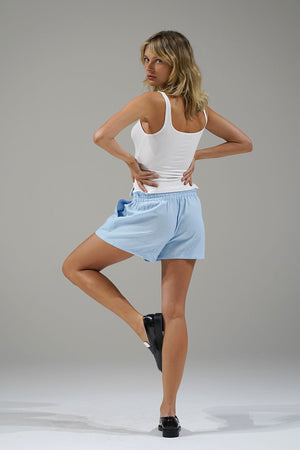 LNA-Shorts mit elastischer Taille in Hellblau