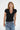 LNA Fitted Rib V Neck Tee in Black