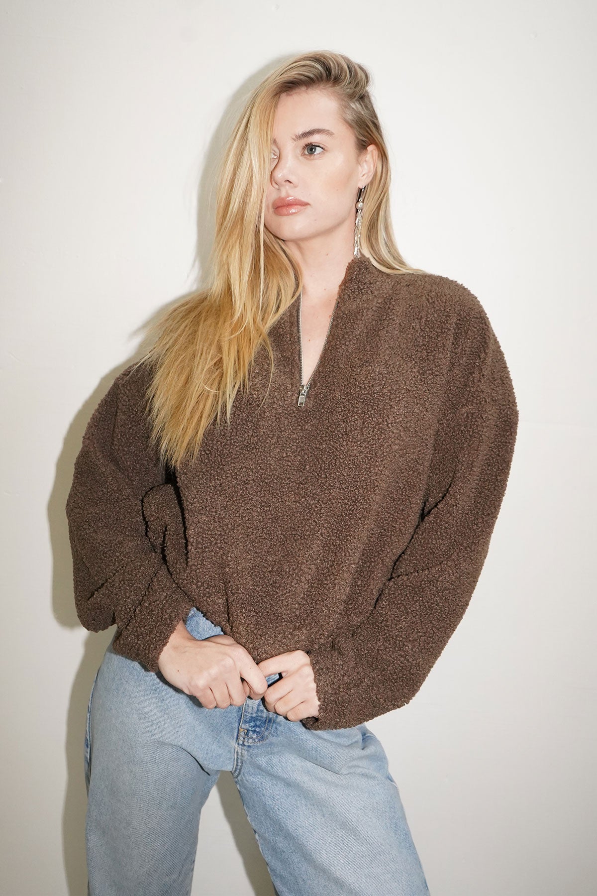 LNA Sherpa Half Zip in Brown LNA Clothing