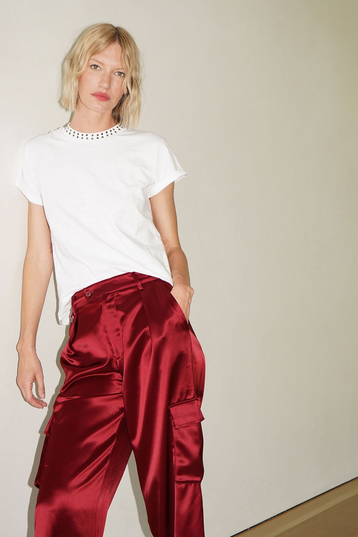 LNA Jett Cotton Slub Tee in Off White