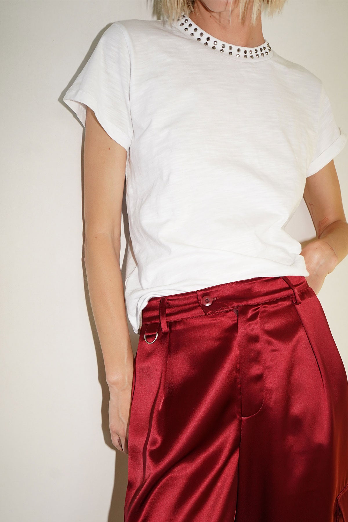 LNA Jett Cotton Slub Tee in Off White