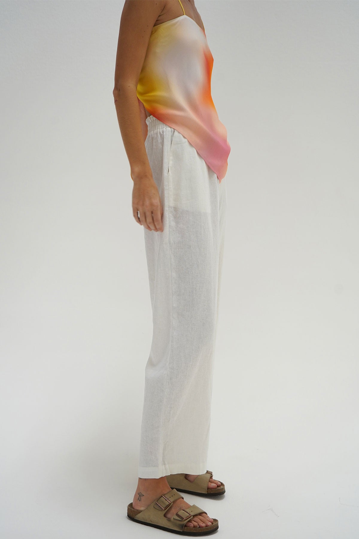 LNA Declan Leinenhose mit elastischem Bund in Weiß