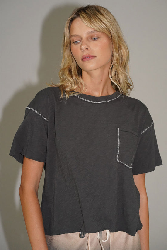 LNA Taschen-T-Shirt aus Baumwolle mit metallischem Faden in Bristol Black