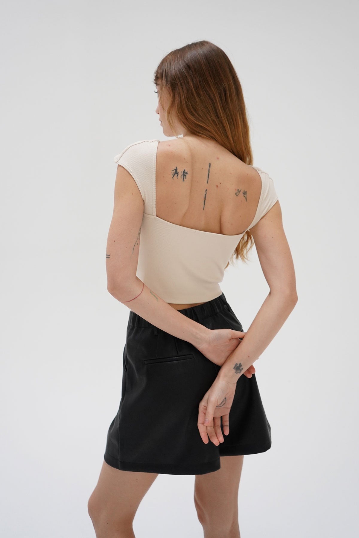 LNA Perle Ribbed Top in Bone