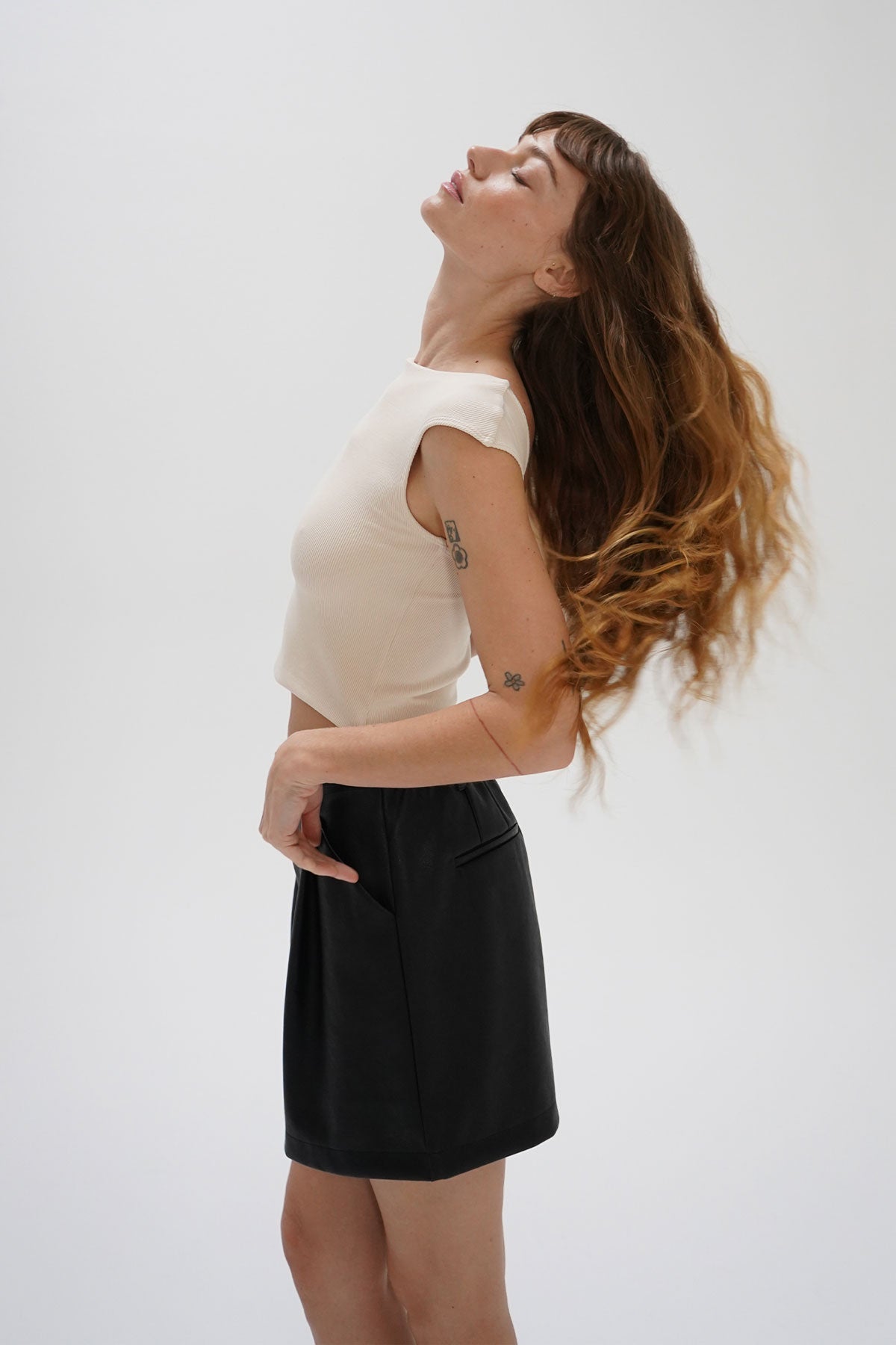 LNA Perle Ribbed Top in Bone