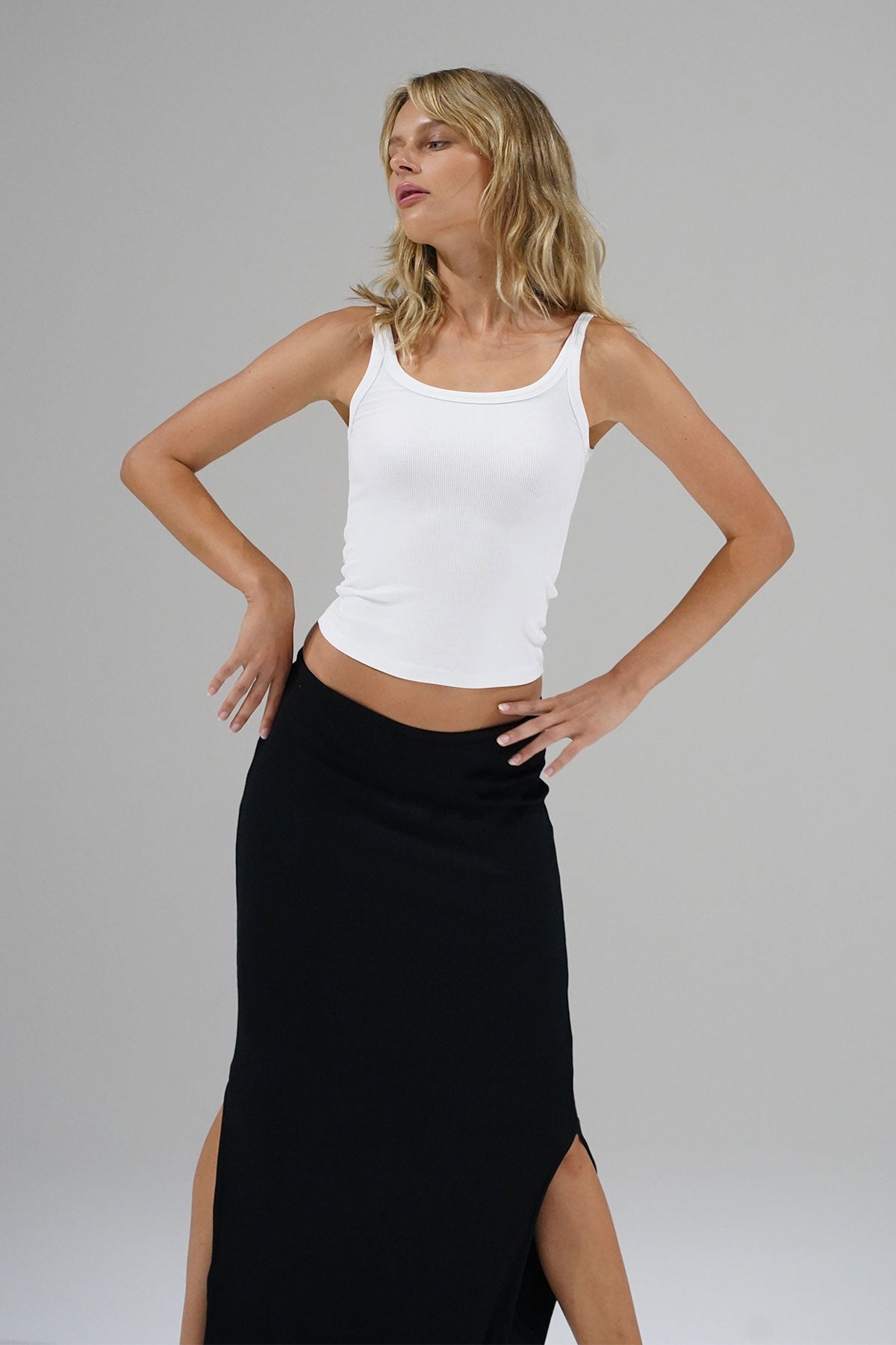 LNA Ribbed Timeless Tank i Vit