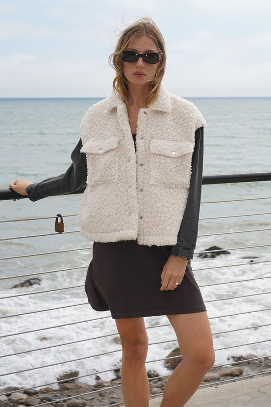 LNA Riley Jacket in Cream and Grey