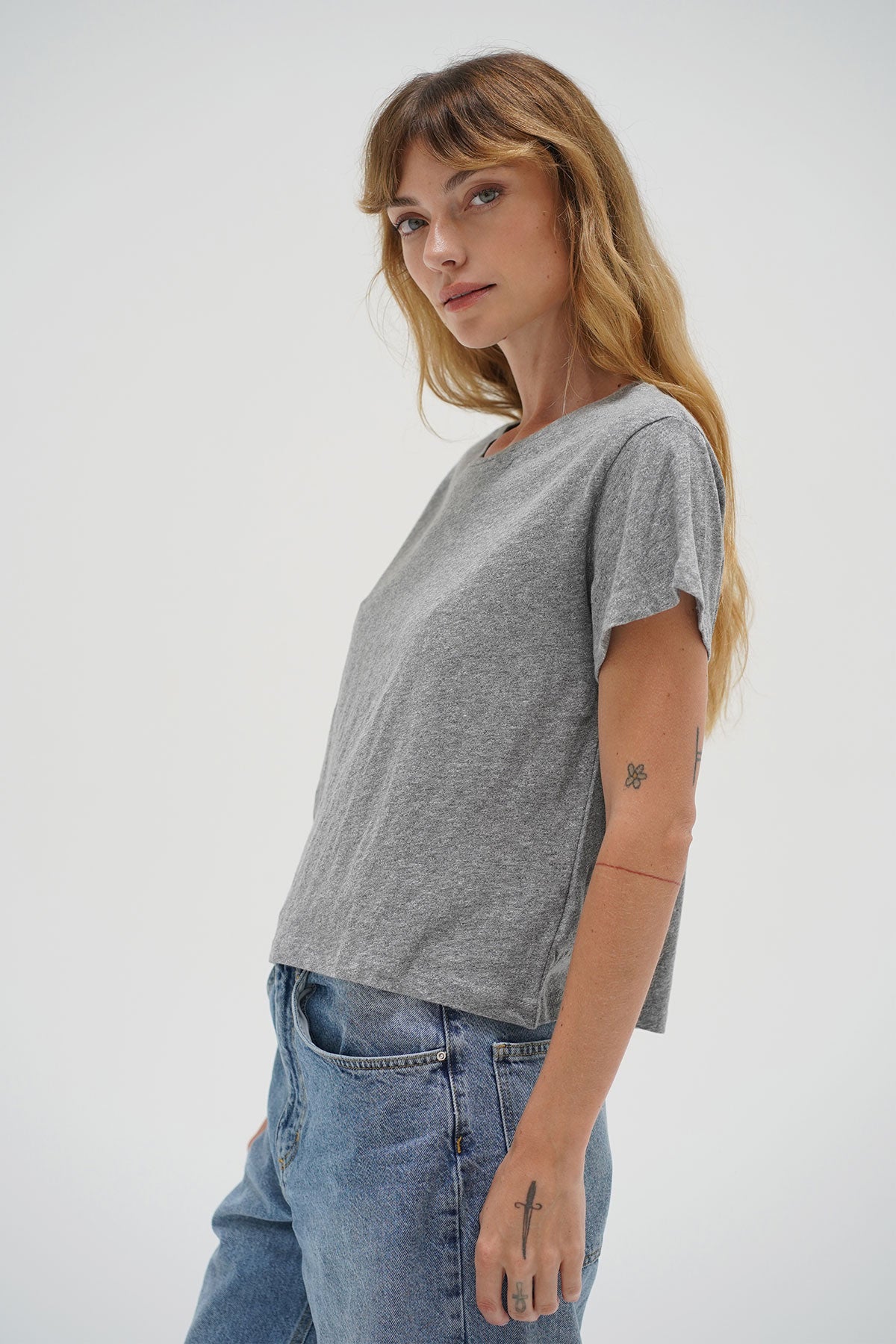 LNA Shaden Cotton Crew in Heather Grey